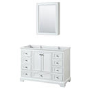 Wyndham Deborah 48" Single Bathroom Vanity In White With No Countertop No Sink And Medicine Cabinet WCS202048SWHCXSXXMED