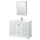 Wyndham Deborah 48" Single Bathroom Vanity In White With White Cultured Marble Countertop Undermount Square Sink And Medicine Cabinet WCS202048SWHWCUNSMED