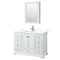 Wyndham Deborah 48" Single Bathroom Vanity In White With White Cultured Marble Countertop Undermount Square Sink And Medicine Cabinet WCS202048SWHWCUNSMED