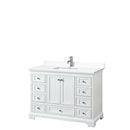 Wyndham Deborah 48" Single Bathroom Vanity In White With White Cultured Marble Countertop Undermount Square Sink And No Mirror WCS202048SWHWCUNSMXX