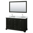 Wyndham Deborah 60" Double Bathroom Vanity In Dark Espresso White Carrara Marble Countertop Undermount Oval Sink And 58" Mirror WCS202060DDECMUNOM58