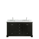 Wyndham Deborah 60" Double Bathroom Vanity In Dark Espresso White Carrara Marble Countertop Undermount Oval Sink and No Mirror WCS202060DDECMUNOMXX