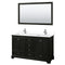 Wyndham Deborah 60" Double Bathroom Vanity In Dark Espresso With White Cultured Marble Countertop Undermount Square Sinks And 58" Mirror WCS202060DDEWCUNSM58