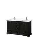 Wyndham Deborah 60" Double Bathroom Vanity In Dark Espresso With White Cultured Marble Countertop Undermount Square Sinks And No Mirrors WCS202060DDEWCUNSMXX