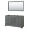 Wyndham Deborah 60" Double Bathroom Vanity In Dark Gray With No Countertop No Sinks And 58" Mirror WCS202060DKGCXSXXM58