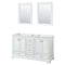 Wyndham Deborah 60" Double Bathroom Vanity In White With No Countertop No Sinks Brushed Gold Trims And 24" Mirrors WCS202060DWGCXSXXM24