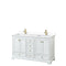 Wyndham Deborah 60" Double Bathroom Vanity In White With White Cultured Marble Countertop Undermount Square Sinks Brushed Gold Trims And No Mirrors WCS202060DWGWCUNSMXX