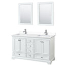 Wyndham Deborah 60" Double Bathroom Vanity In White With White Cultured Marble Countertop Undermount Square Sinks And 24" Mirrors WCS202060DWHWCUNSM24