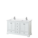 Wyndham Deborah 60" Double Bathroom Vanity In White With White Cultured Marble Countertop Undermount Square Sinks And No Mirrors WCS202060DWHWCUNSMXX