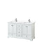 Wyndham Deborah 60" Double Bathroom Vanity In White With White Cultured Marble Countertop Undermount Square Sinks And No Mirrors WCS202060DWHWCUNSMXX