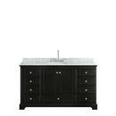 Wyndham Deborah 60" Single Bathroom Vanity In Dark Espresso White Carrara Marble Countertop Undermount Oval Sink and No Mirror WCS202060SDECMUNOMXX