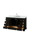 Wyndham Deborah 60" Single Bathroom Vanity In Dark Espresso White Carrara Marble Countertop Undermount Oval Sink and No Mirror WCS202060SDECMUNOMXX