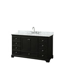 Wyndham Deborah 60" Single Bathroom Vanity In Dark Espresso White Carrara Marble Countertop Undermount Oval Sink And No Mirror WCS202060SDECMUNOMXX