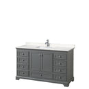 Wyndham Deborah 60" Single Bathroom Vanity In Dark Gray With Light-Vein Carrara Cultured Marble Countertop Undermount Square Sink And No Mirror WCS202060SKGC2UNSMXX