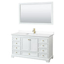 Wyndham Deborah 60" Single Bathroom Vanity In White With White Cultured Marble Countertop Undermount Square Sink Brushed Gold Trims And 58" Mirror WCS202060SWGWCUNSM58