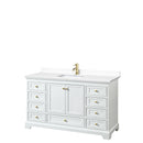 Wyndham Deborah 60" Single Bathroom Vanity In White With White Cultured Marble Countertop Undermount Square Sink Brushed Gold Trims And No Mirror WCS202060SWGWCUNSMXX