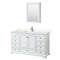 Wyndham Deborah 60" Single Bathroom Vanity In White With Light-Vein Carrara Cultured Marble Countertop Undermount Square Sink And Medicine Cabinet WCS202060SWHC2UNSMED