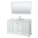 Wyndham Deborah 60" Single Bathroom Vanity In White With White Carrara Marble Countertop Undermount Oval Sink And 58" Mirror WCS202060SWHCMUNOM58