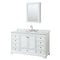 Wyndham Deborah 60" Single Bathroom Vanity In White With White Carrara Marble Countertop Undermount Oval Sink And Medicine Cabinet WCS202060SWHCMUNOMED