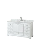 Wyndham Deborah 60" Single Bathroom Vanity In White With White Carrara Marble Countertop Undermount Oval Sink And No Mirror WCS202060SWHCMUNOMXX