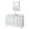 Wyndham Deborah 60" Single Bathroom Vanity In White With White Carrara Marble Countertop Undermount Square Sink And Medicine Cabinet WCS202060SWHCMUNSMED