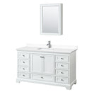 Wyndham Deborah 60" Single Bathroom Vanity In White With White Cultured Marble Countertop Undermount Square Sink And Medicine Cabinet WCS202060SWHWCUNSMED