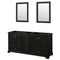 Wyndham Deborah 72" Double Bathroom Vanity In Dark Espresso No Countertop No Sink And 24" Mirror WCS202072DDECXSXXM24