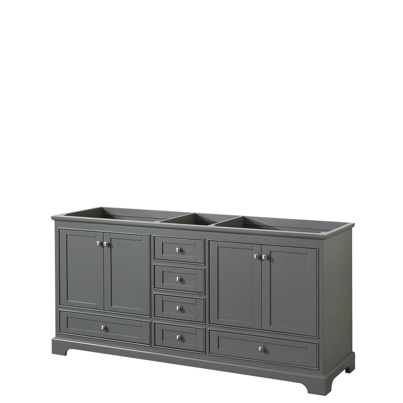 Wyndham Deborah 72" Double Bathroom Vanity In Dark Gray With No Countertop No Sinks And No Mirrors WCS202072DKGCXSXXMXX