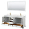 Wyndham Deborah 72" Double Bathroom Vanity In White with Light-Vein Carrara Cultured Marble Countertop Undermount Square Sinks Brushed Gold Trims and 70" Mirror WCS202072DWGC2UNSM70