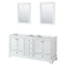 Wyndham Deborah 72" Double Bathroom Vanity In White With No Countertop No Sinks Brushed Gold Trims And 24" Mirrors WCS202072DWGCXSXXM24