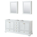 Wyndham Deborah 72" Double Bathroom Vanity In White With No Countertop No Sinks Brushed Gold Trims And Medicine Cabinets WCS202072DWGCXSXXMED