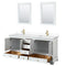 Wyndham Deborah 72" Double Bathroom Vanity In White with White Cultured Marble Countertop Undermount Square Sinks Brushed Gold Trims and 24" Mirrors WCS202072DWGWCUNSM24