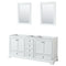 Wyndham Deborah 72" Double Bathroom Vanity In White With No Countertop No Sinks And 24" Mirrors WCS202072DWHCXSXXM24