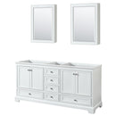 Wyndham Deborah 72" Double Bathroom Vanity In White With No Countertop No Sinks And Medicine Cabinets WCS202072DWHCXSXXMED