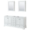 Wyndham Deborah 72" Double Bathroom Vanity In White With No Countertop No Sinks And Medicine Cabinets WCS202072DWHCXSXXMED