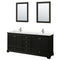 Wyndham Deborah 80" Double Bathroom Vanity In Dark Espresso With Light-Vein Carrara Cultured Marble Countertop Undermount Square Sinks And 24" Mirrors WCS202080DDEC2UNSM24