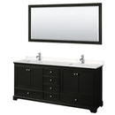 Wyndham Deborah 80" Double Bathroom Vanity In Dark Espresso With Light-Vein Carrara Cultured Marble Countertop Undermount Square Sinks And 70" Mirror WCS202080DDEC2UNSM70