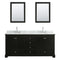 Wyndham Deborah 80" Double Bathroom Vanity In Dark Espresso White Carrara Marble Countertop Undermount Oval Sink and Medicine Cabinet WCS202080DDECMUNOMED