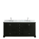 Wyndham Deborah 80" Double Bathroom Vanity In Dark Espresso White Carrara Marble Countertop Undermount Oval Sink and No Mirror WCS202080DDECMUNOMXX