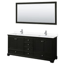 Wyndham Deborah 80" Double Bathroom Vanity In Dark Espresso With White Cultured Marble Countertop Undermount Square Sinks And 70" Mirror WCS202080DDEWCUNSM70