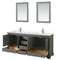 Wyndham Deborah 80" Double Bathroom Vanity In Dark Gray with Light-Vein Carrara Cultured Marble Countertop Undermount Square Sinks and 24" Mirrors WCS202080DKGC2UNSM24