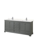 Wyndham Deborah 80" Double Bathroom Vanity In Dark Gray With Light-Vein Carrara Cultured Marble Countertop Undermount Square Sinks And No Mirrors WCS202080DKGC2UNSMXX