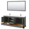 Wyndham Deborah 80" Double Bathroom Vanity In Dark Gray with White Cultured Marble Countertop Undermount Square Sinks and 70" Mirror WCS202080DKGWCUNSM70