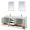 Wyndham Deborah 80" Double Bathroom Vanity In White with Light-Vein Carrara Cultured Marble Countertop Undermount Square Sinks Brushed Gold Trims and 24" Mirrors WCS202080DWGC2UNSM24