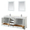 Wyndham Deborah 80" Double Bathroom Vanity In White with Light-Vein Carrara Cultured Marble Countertop Undermount Square Sinks and 24" Mirrors WCS202080DWHC2UNSM24