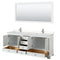 Wyndham Deborah 80" Double Bathroom Vanity In White with Light-Vein Carrara Cultured Marble Countertop Undermount Square Sinks and 70" Mirror WCS202080DWHC2UNSM70