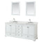 Wyndham Deborah 80" Double Bathroom Vanity In White With White Carrara Marble Countertop Undermount Oval Sinks And 24" Mirrors WCS202080DWHCMUNOM24