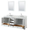 Wyndham Deborah 80" Double Bathroom Vanity In White with White Carrara Marble Countertop Undermount Square Sinks and 24" Mirrors WCS202080DWHCMUNSM24