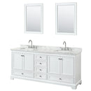 Wyndham Deborah 80" Double Bathroom Vanity In White With White Carrara Marble Countertop Undermount Square Sinks And 24" Mirrors WCS202080DWHCMUNSM24