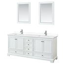 Wyndham Deborah 80" Double Bathroom Vanity In White With White Cultured Marble Countertop Undermount Square Sinks And 24" Mirrors WCS202080DWHWCUNSM24